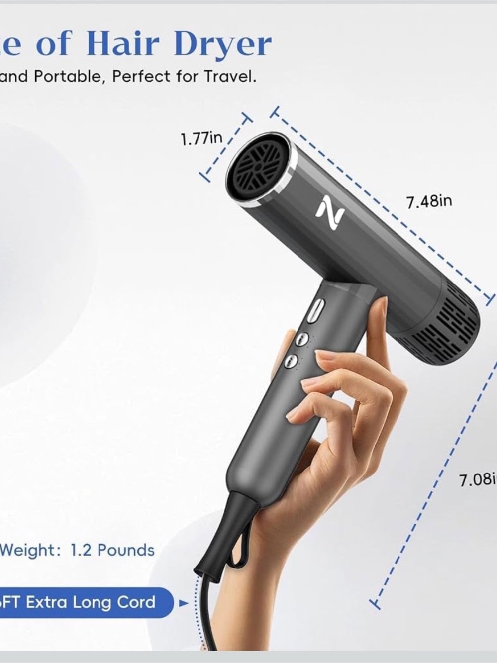 Natrial High Speed Ionic Hair Dryer 1600W Brushless Motor NIB - Picture 11 of 12